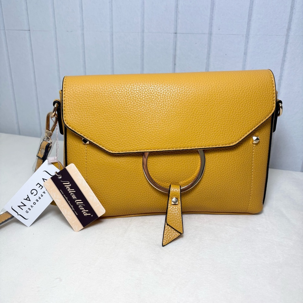 Mellow World‎ Vegan leather Elegant Yellow/ Mustard Crossbody Bag NEW